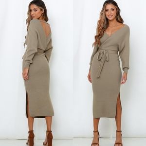 Grace Sweater Dress - Tan
